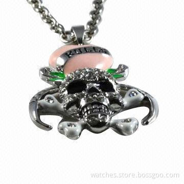Fashionable Necklace with Chrome Plating and Pendant, Made of Zinc Alloy, Unique Jewelry for Women